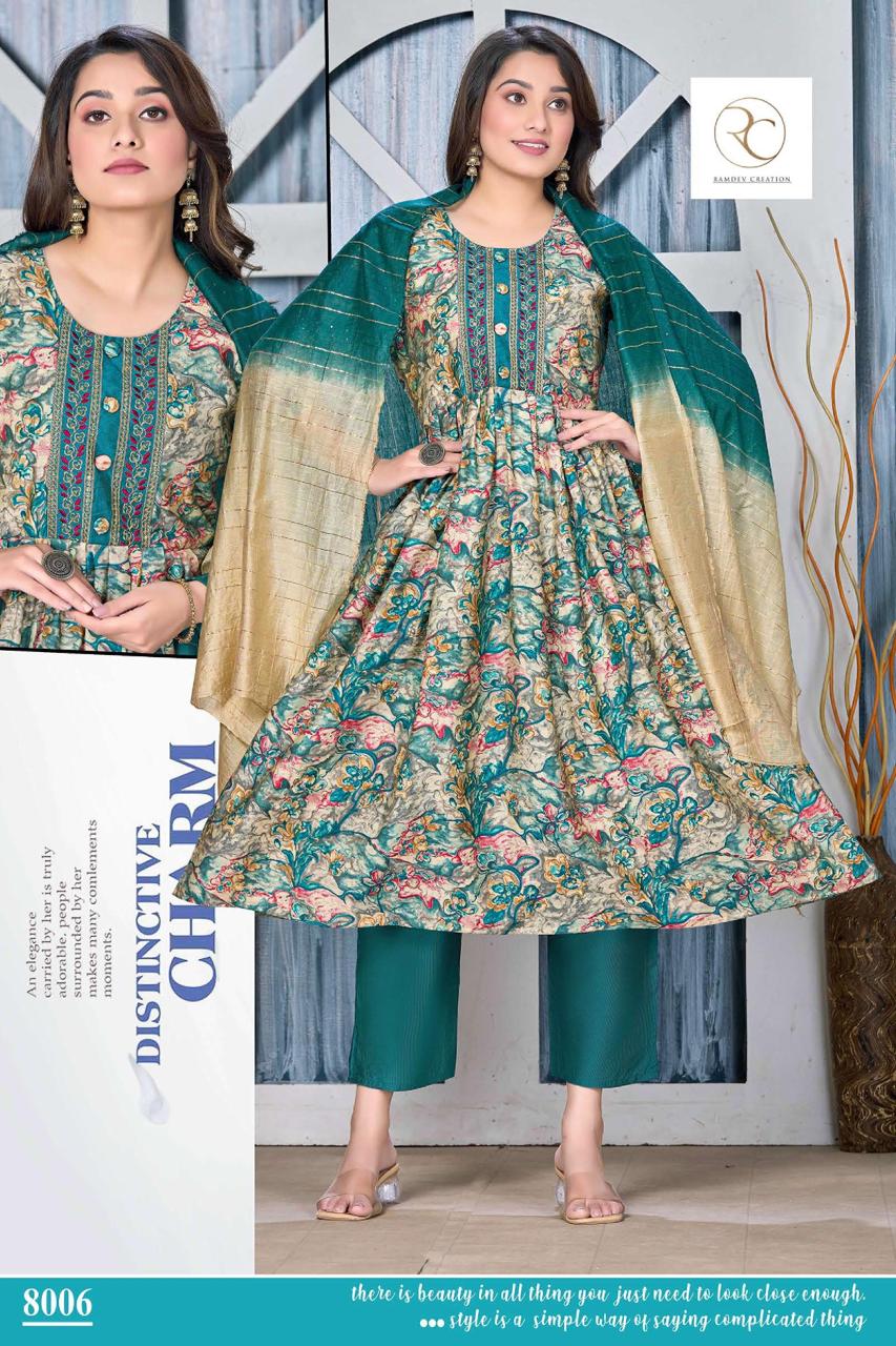 Rc Videshi Printed Modal Kurti With Bottom Dupatta Catalog
